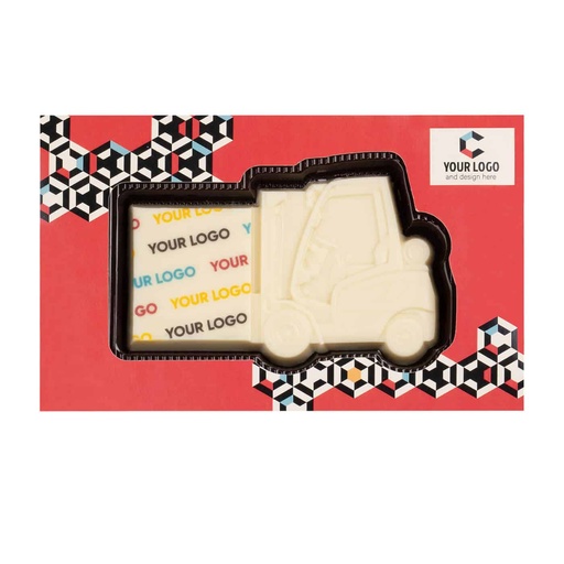 Czekolada Choco4mat wózek widłowy print – Biała – pakiet 100 szt.