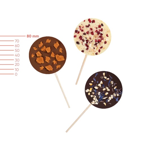 Czekoladowy lizak ChocoPop plus 40 g – Deserowa z płatkami bławatka – pakiet 300 szt.