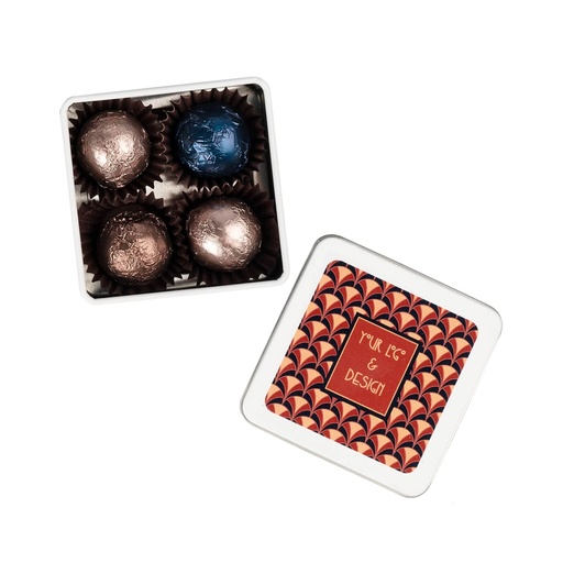 Praliny Sweet Sphere tin 4 szt. – Miks czekolad – wariant 1 – pakiet 50 szt.