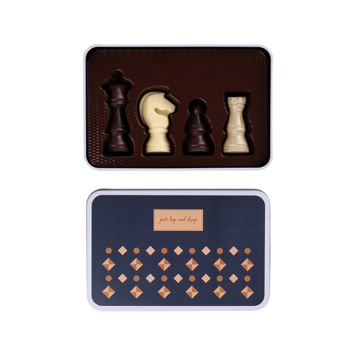 Czekoladki checkmate tin – Biała – pakiet 50 szt.