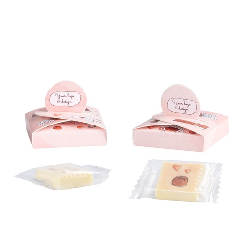 Pralinka chocostamp box – Biała z sycylijskich migdałów – pakiet 300 szt.