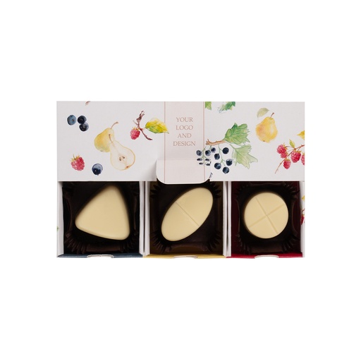 Kolekcja chocolate remedy mini – Biała z ricotta z gruszką – pakiet 100 szt.
