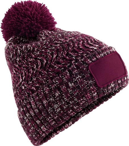 Czapka z pomponem i naszywką Ramble CB331 - Burgundy Twist