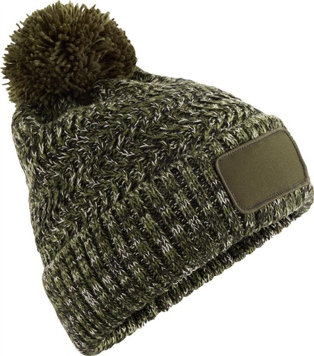 Czapka z pomponem i naszywką Ramble CB331 - Moss Green Twist