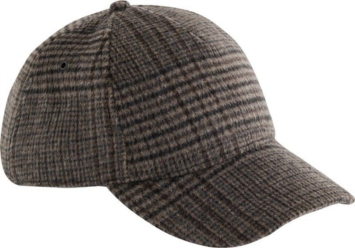 Czapka z daszkiem w kratę z domieszką wełny CB625 - Brown Plaid