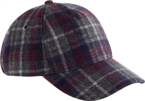 Czapka z daszkiem w kratę z domieszką wełny CB625 - Navy Plaid