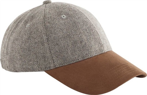 Czapka z daszkiem w jodełkę z zamszowym daszkiem CB627 - Brown Herringbone