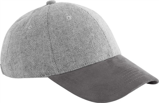 Czapka z daszkiem w jodełkę z zamszowym daszkiem CB627 - Charcoal Herringbone