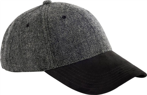 Czapka z daszkiem w jodełkę z zamszowym daszkiem CB627 - Black Herringbone