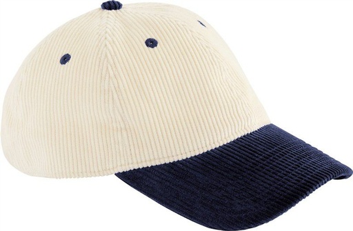 Sztruksowa czapka z kontrastowym daszkiem CB690 - Natural / Navy