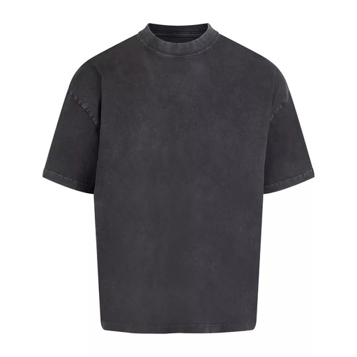 T-shirt Oversize Efekt Sprania Bawełna Organiczna 240 AM019 - Washed Black