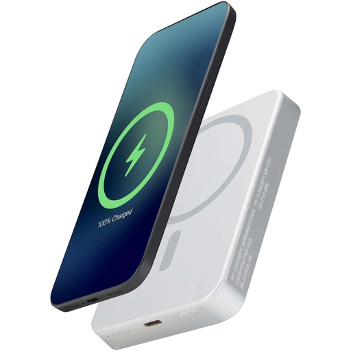 Powerbank Avis 10 000 mAh z recyklingowanego aluminium, z wbudowanym magnesem 124445 - Srebrny