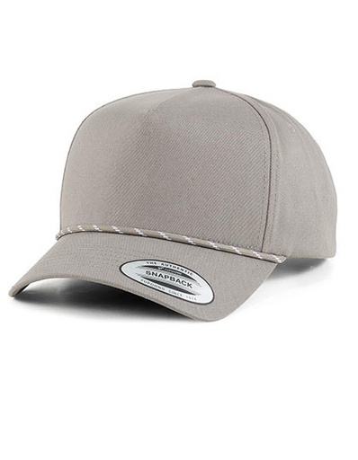 YP Classics Retro Cotton Blend 5-Panel Snapback Cap with Braided Rope - Grey