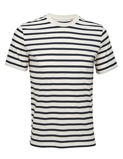 Koszulka Unisex Klasyczna Bawelna w Konwersji L03981 - Off White / Navy