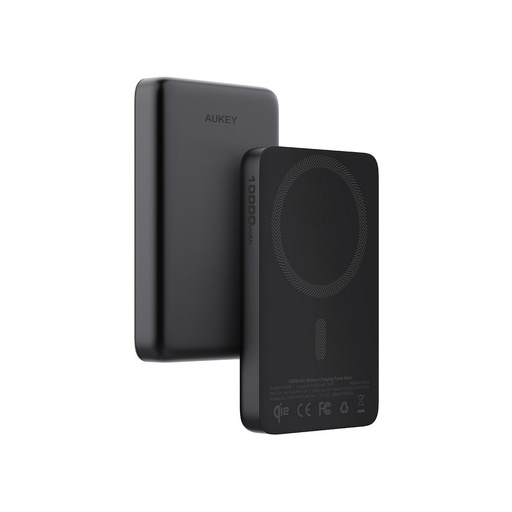 Magnetyczny, bezprzewodowy power bank 10000 mAh Aukey - czarny