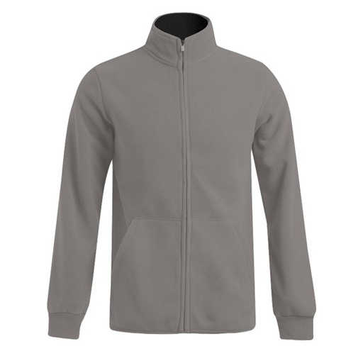 Męska kurtka polarowa z wysokim kołnierzem E7971 - Light Grey (Solid) & Black