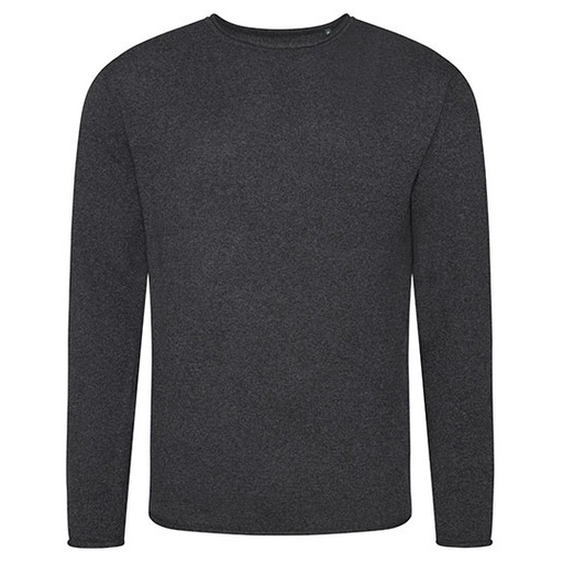 Sweter Klasyczny Dzianinowy Bawełna Poliester Recykling EA060 - Charcoal