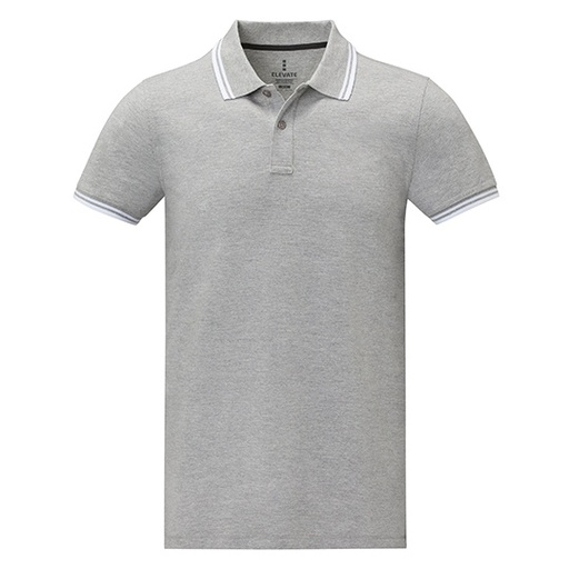 Męskie Polo Piqué z Kontrastowymi Detalami EL38108 - Heather Grey
