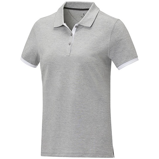 Damskie polo Piqué z kontrastowymi detalami EL38111 - Heather Grey & White