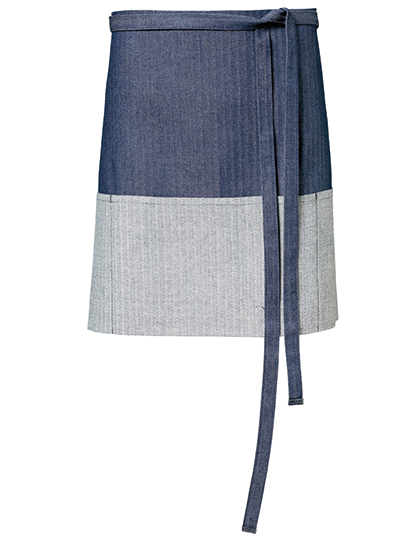 Dżinsowy fartuch kelnerski dwukolorowy 80 x 45 cm - Navy & Light Blue