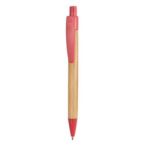 Długopis STOA HW8034 - czerwony/naturalny