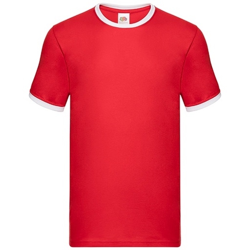 Koszulka Meska Klasyczna Bawelniana Ringer F159 - Red & White