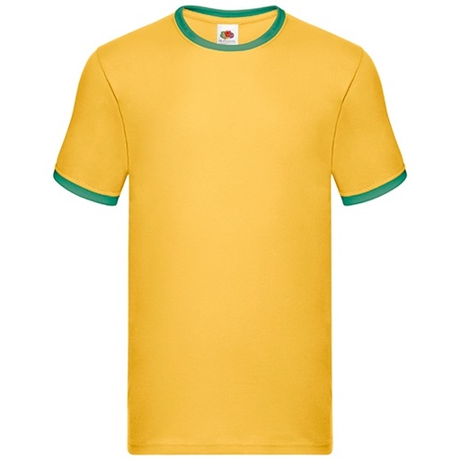 Koszulka Męska Klasyczna Bawełniana Ringer F159 - Sunflower & Kelly Green