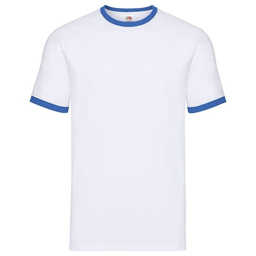 Koszulka Meska Klasyczna Bawelniana Ringer F159 - White & Royal Blue