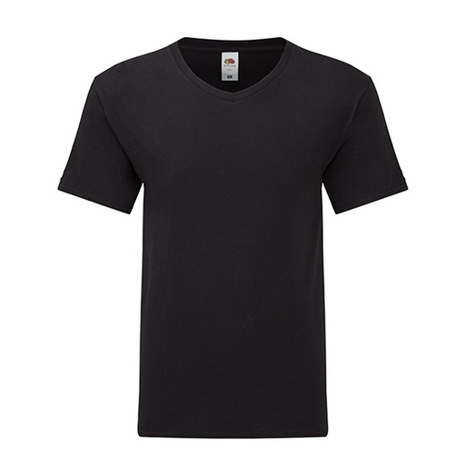 T-shirt slim z dekoltem w serek F273 - Black