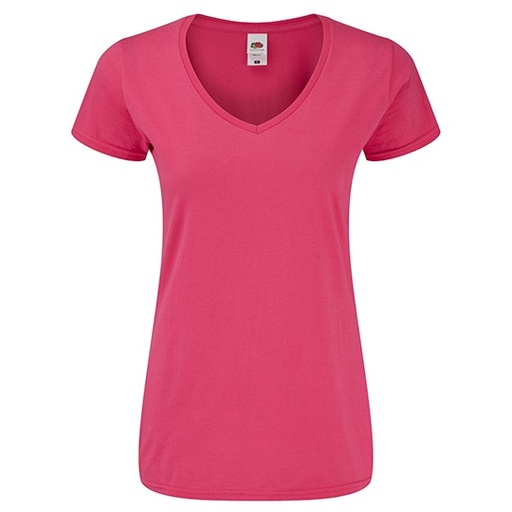 Damski T-shirt z dekoltem V F274 - Fuchsia