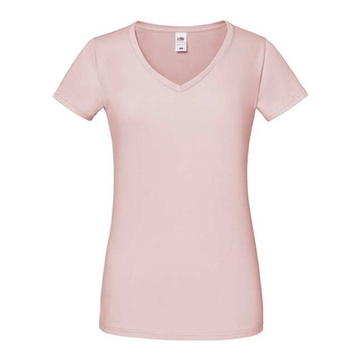 Koszulka Damska Slim Bawelniana Dekolt V F274 - Powder Rose