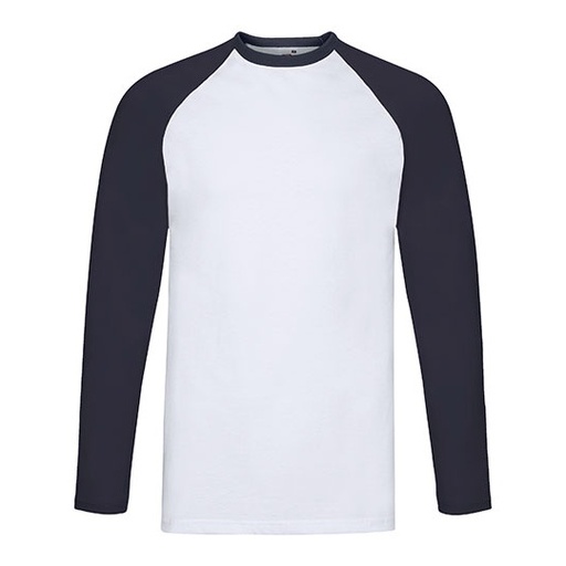 Długi raglanowy T-shirt baseballowy F296 - White & Deep Navy
