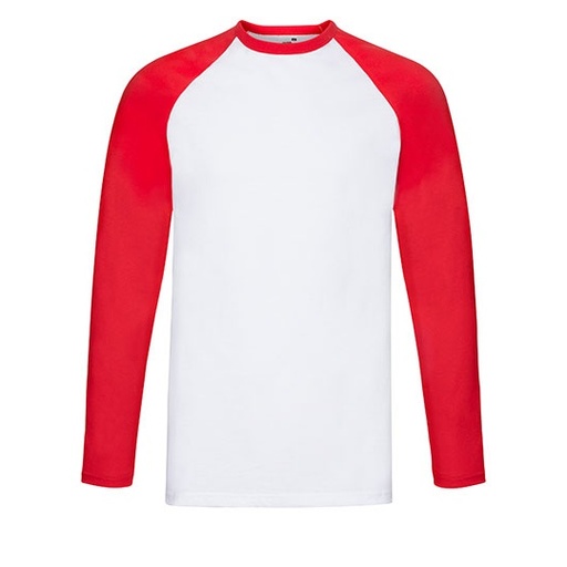 Długi raglanowy T-shirt baseballowy F296 - White & Red