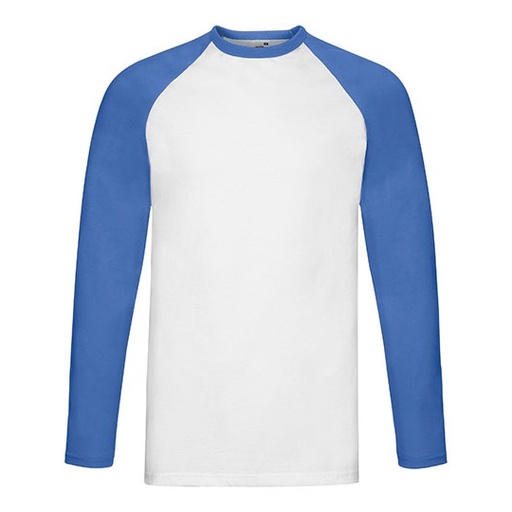 Długi raglanowy T-shirt baseballowy F296 - White & Royal Blue