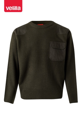 Sweter z okrągłym dekoltem 100 - KHAKI GREEN 03