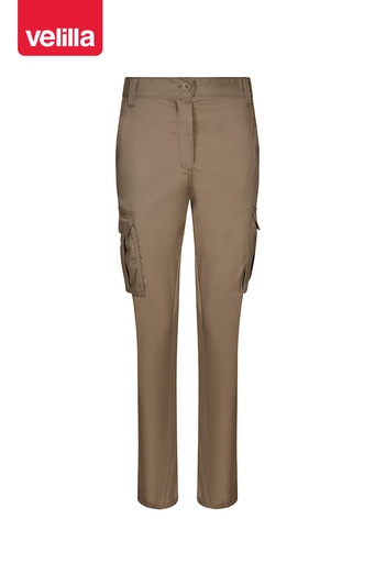 Spodnie stretch z wieloma kieszeniami damskie 103002SW - SAND BEIGE 46