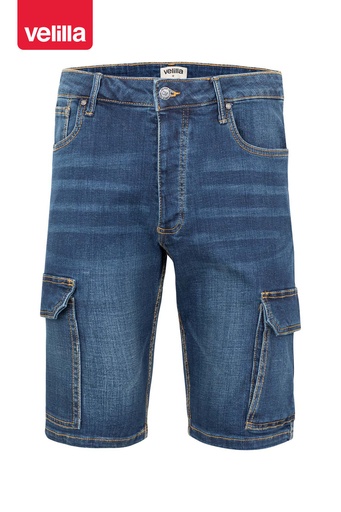 Spodenki stretch z wieloma kieszeniami 103017S - BLUE DENIM 63