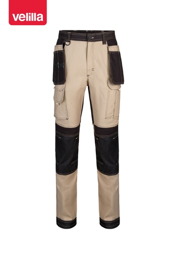 Spodnie dwukolorowe stretch 103019S - SAND BEIGE/BLACK 46/00