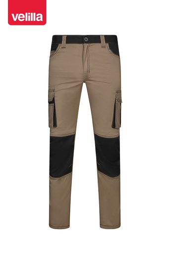 Spodnie dwukolorowe stretch 103031S - SAND BEIGE/BLACK 46/00