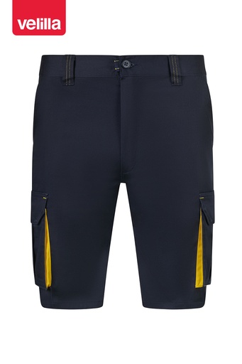 Spodenki dwukolorowe stretch z wieloma kieszeniami 103034S - NAVY BLUE/YELLOW 61/17