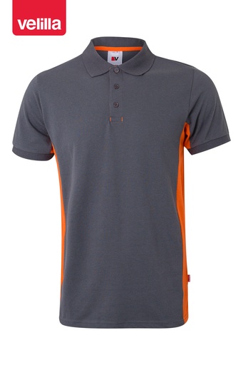 Koszulka polo dwukolorowa z krótkim rękawem 105504 - GREY/ORANGE 08/16