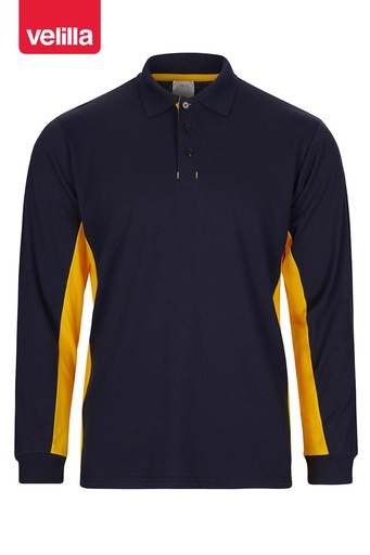 Koszulka polo dwukolorowa z długim rękawem 105514 - NAVY BLUE/YELLOW 61/17