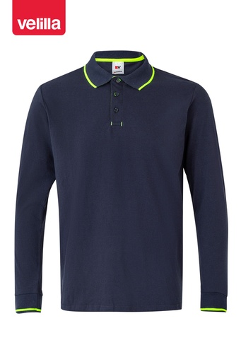 Koszulka polo dwukolorowa z długim rękawem 105515 - NAVY BLUE/HI-VIS YELLOW 61/20