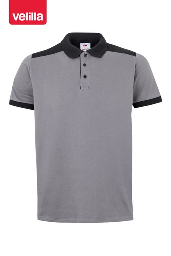 Koszulka polo dwukolorowa stretch z krótkim rękawem 105519S - GREY/BLACK 08/00