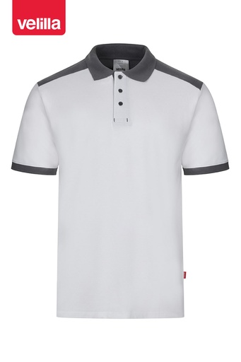 Koszulka polo dwukolorowa stretch z krótkim rękawem 105519S - WHITE/GREY 07/08