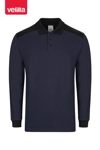 Koszulka polo dwukolorowa stretch z długim rękawem 105529S - NAVY BLUE/BLACK 61/00