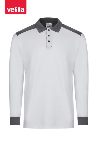 Koszulka polo dwukolorowa stretch z długim rękawem 105529S - WHITE/GREY 07/08