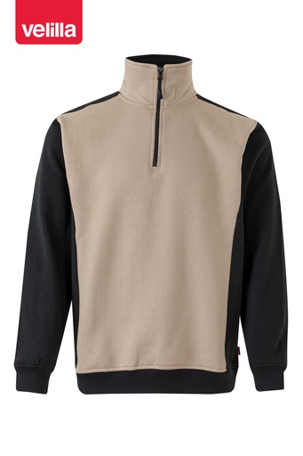 Bluza dwukolorowa z krótkim zamkiem 105703 - SAND BEIGE/BLACK 46/00