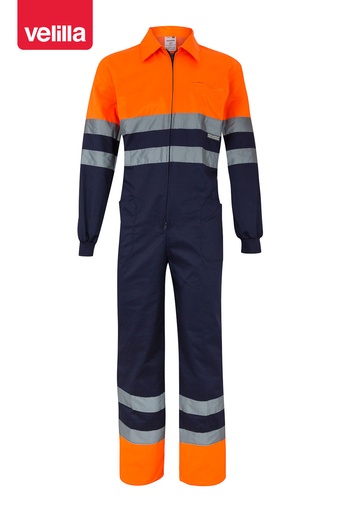 Kombinezon dwukolorowy z odblaskami 151 - MARINE BLUE/HI-VIS ORANGE 01/19