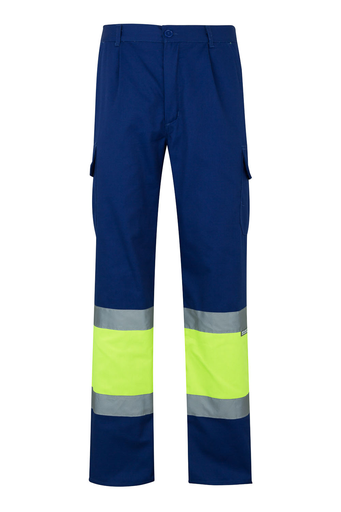 Spodnie dwukolorowe z wieloma kieszeniami z odblaskami 157 - ROYAL BLUE/HI-VIS YELLOW 09/20